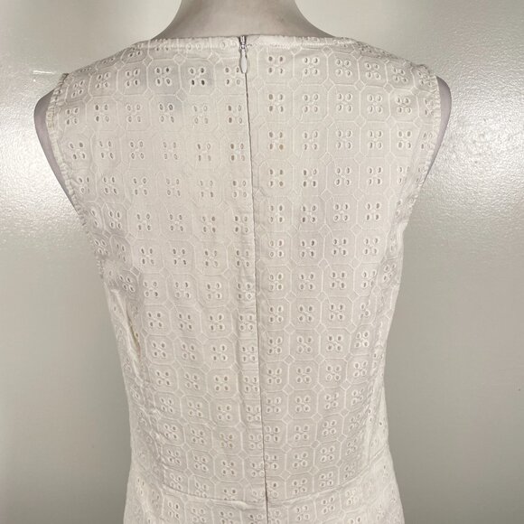 Banana Republic Sheath Dress Womens Size 10 White Eyelet Round Neck Back Zip - Picture 9 of 15